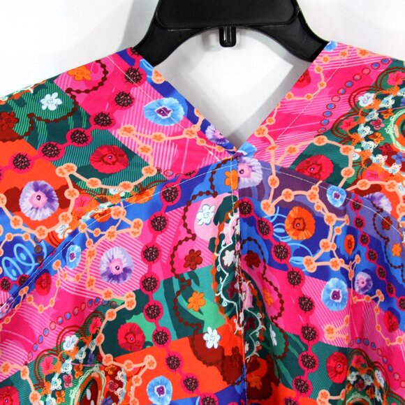 Colorful Floral Medallion Open Front Fringe Cardigan Shawl Wrap Kimono 3XL Boho - Picture 9 of 10
